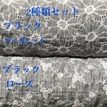 ⭐️SALE⭐️送料無料／ 2種類セット・ブラックストライプ刺繍生地　各48×30cm