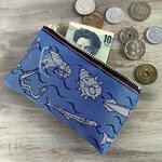 【魚介柄】畳縁　ぺたんこ　小銭入れ　ミニポーチ　カードケース　和風　青　海　釣り