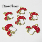 【D-0364】8pcs　キノコ　20mm　レッド　チャーム