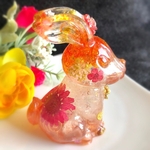 オレンジ✨お花❁⃘*.゜うさぎさんオルゴナイト