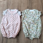 ハート柄ダブルガーゼ♡半袖2wayオール