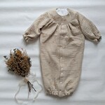 再販6♡3重ガーゼ✩.*˚星と月の刺繍ベージュ×星の綿麻★長袖2wayオール