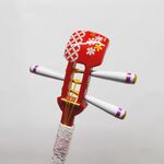 かんざし「三味線」朱色６７（七宝）