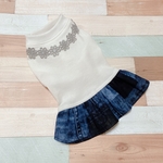 サイズオーダー☆SALE☆デニムパッチワーク柄スカート花ネックレス