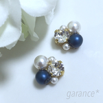 ＊再販＊マットパール♡ビジューピアスorイヤリング(ブルー)