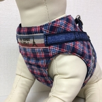 犬ハーネス ２点止め　トリコロール チェック　エッフェル塔🇫🇷