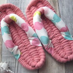 布ぞうり：sei-doramiさまご予約品＊＊coral  pink 19.5 cm/   chain  dot