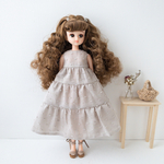 リカちゃんサイズのお洋服⋈*｡ﾟティアードワンピース(ソイラテ)