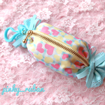 りぼんbonbonぽーち ♡ ハート水色