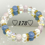 天然石ブレスレット　エンジェライト×ラベンダーアメジスト×アクアオーラ×ルナフラッシュ
