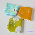 ♧ · ♡  限定1点  ミモザ and 刺繍フクロウ ふわっふわの8重ガーゼハンカチ ３枚セット  ♡ · ♧