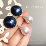 ◆トレンド◆ネイビーとバロックパールのシンプルピアス/イヤリング（金属アレルギー対応）夏のおでかけに♪