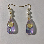 むらさき花キラキラしずくピアス　イヤリング