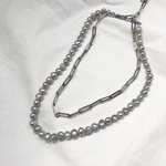 バロック淡水パール ネックレス グレー 40cm