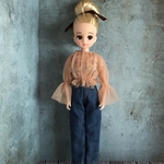 リカちゃんサイズ服＊ビスチェ付きチュールトップス（サーモン）