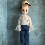 リカちゃんサイズ服＊ビスチェ付きチュールトップス（オフホワイト）