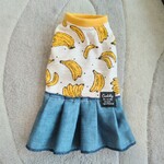 犬服！ドット&バナナ！デニムスカート
