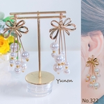 大きめリボン×じゃらじゃらパールの大ぶりピアス・イヤリング