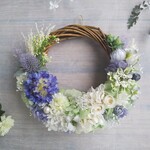 Lune Bonheur＜Lavande menthe＞＊受注制作＊ハーフムーンリース＊プリザーブドフラワー＊お花＊ギフト＊結婚祝い＊新築祝い＊お誕生日祝い＊両親贈呈品＊フラワーギフト