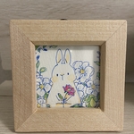 うさぎとピンクの花（原画）