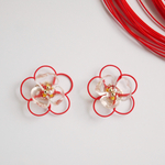 一輪結び(レッド)ピアス/イヤリング