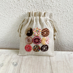 Cafe-sweets☆羊毛刺繍 コットンリネン巾着〜🍩ドーナツ🍩