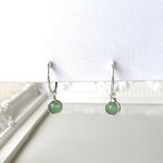 〈痛くない〉～フェイクピアス～シルバーリング×アベンチュリンパワーストーンイヤリング・イヤークリップ(両耳用)(手で調節可能)  管理No.1760