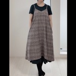 エプロン　【グレンチェック　B】キャミ風エプロン　エプロンワンピ