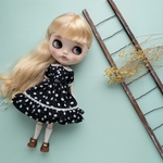 ２段フリルワンピース（黒ベルト）リカちゃんネオブライス