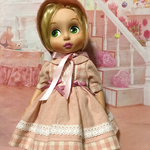 アニメータードールアウトフィット　アニメータードール服　ドール服　人形服　着せ替え服　チェック&無地ワンピ、ボンネット、ペチコート、ドロワーズ４点セット06