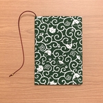 《 四六判》ブックカバー  ハンドメイド  唐草にゃんこ 緑