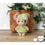 あみぐるみ♪おめかしクマちゃんストラップ（黄緑）