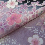 黒色 桜模様 正絹 丹後ちりめん No.143-3 おくみ部分【155cm×19cm】振袖の解き 和布 リメイク素材 silk100%