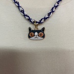 ●14　組みひも　ハチワレニャンコ　ネックレス　一点もの　レディース・メンズ♪　猫　ねこ　ネコ