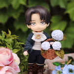 白あじさいの花籠　～ミニチュア布花紫陽花～