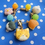 猫と和菓子のバッグチャーム