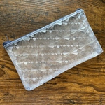 レトロ柄×ネイビー　PVC クリアポーチ　ビニールポーチ　マスクケース