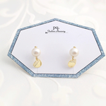 goldラウンド×エアーパール＊イヤリング