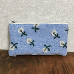 ミナペルホネン✳︎skip✳︎ ぺたんこポーチ　ブルー　訳あり