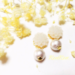 【人気♡】再販③ダリアのお花 pierce／earring＊ホワイトコットンパール＊ゴールド