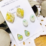 ✨新作レジン✨お得なボタニカル3点セット💕　レジンピアス＊レジンイヤリング＊    　普段使い　レジンレジンピアス　レジンイヤリング　春　ミントグリーン