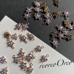 petit stone flower connector * purple