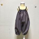 【専用】シンプルプレイウェア　砂場着　サロペット80~90 ギンガムBK-2