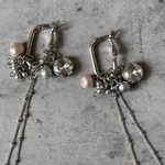 《ピアス》Boîte à bijoux ピンク淡水パール×スワロフスキー　シルバー