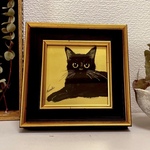 【額入り原画】黒猫　動物画