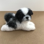 シーズー 羊毛フェルト 犬 黒白 パピー風