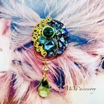 SALE꙳★* GALAXY✩.*˚ グリーン 惑星 宇宙 派手 個性派 ブルー ポニーフック ヘアゴム