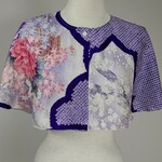 ケープ 着物リメイク シルク 振袖 ピンク花柄