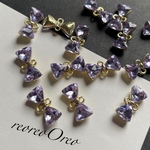 ribbon bijou  connector charm * purple