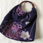 【umizaruさまご予約品】浴衣リメイク　紫　紫陽花カラー　リングバッグ